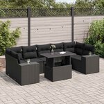 vidaXL Salon de jardin 8 Pièces avec coussins noir résine tressée