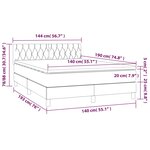 vidaXL Sommier à lattes de lit avec matelas LED Noir 140x190 cm Tissu