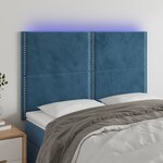 vidaXL Tête de lit à LED Bleu foncé 144x5x118/128 cm Velours