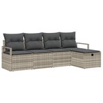 Set de canapé de jardin 5 pièces avec coussins Gris clair Poly Rattan