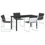 vidaXL Ensemble de salle à manger de jardin 5 pièces avec coussins Textilène blanc et acier