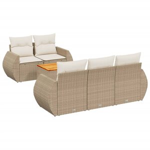 vidaXL Salon de jardin avec coussins 6 Pièces beige résine tressée