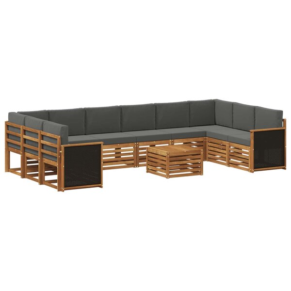 vidaXL Ensemble de canapés d'extérieur 8 pc Naturel et Anthracite