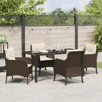 vidaXL Ensemble de salle à manger de jardin de 5 pièces avec coussins marron poly rattan