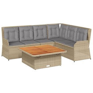 vidaXL Salon de jardin avec coussins 5 Pièces beige résine tressée