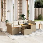 vidaXL Salon de jardin avec coussins 7 Pièces beige résine tressée