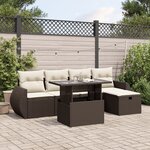vidaXL Salon de jardin avec coussins 6 Pièces marron résine tressée