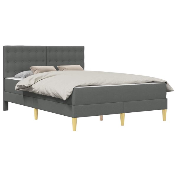 vidaXL Cadre de lit avec matelas Gris foncé 120 x 190 cm Tissu
