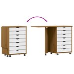vidaXL Armoire roulante avec bureau MOSS marron miel bois de pin