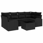 vidaXL Ensemble de canapé de jardin avec stockage 7 Pièces Noir polyrotin
