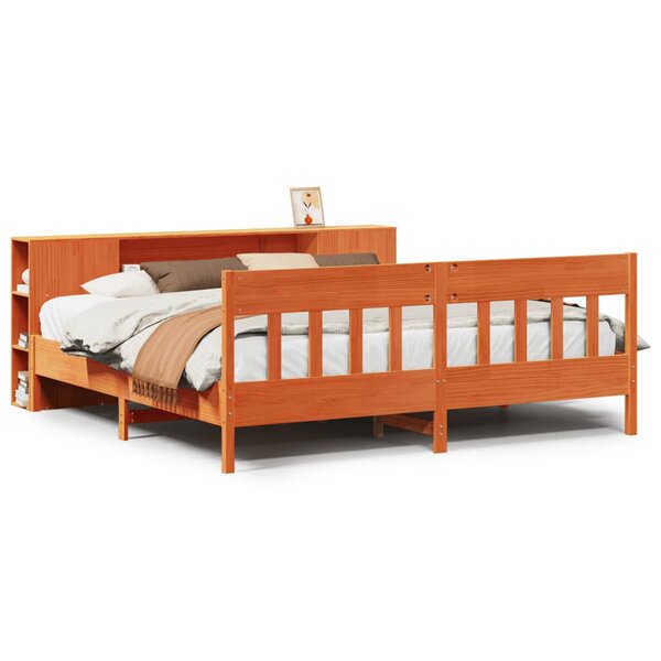 vidaXL Lit bibliothèque sans matelas cire marron 180x200 cm pin massif