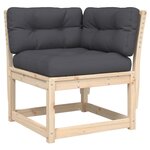 vidaXL Salon de jardin 3 Pièces avec coussins bois de pin massif