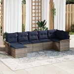 vidaXL Ensemble de canapé de jardin 7 Pièces Gris clair Poly rotin