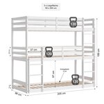 Lit superposé triple 90x200 avec matelas