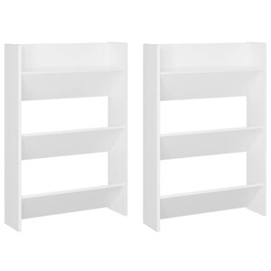 vidaXL Armoires à chaussures murales 2 Pièces Blanc 60x18x90 cm Aggloméré