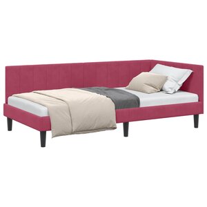 vidaXL Cadre de lit d'angle Bordeaux 90 x 190 cm Velours