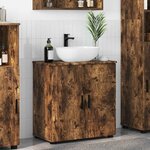 vidaXL Cabinet de salle de bain avec porte Chêne fumé 61 x 35 x 64 cm