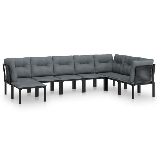 vidaXL Salon de jardin 8 Pièces noir et gris résine tressée