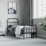 vidaXL Cadre de lit métal sans matelas avec pied de lit noir 75x190 cm