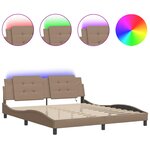 vidaXL Cadre de lit avec LED sans matelas cappuccino 180x200 cm