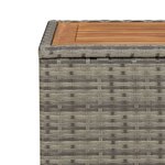 vidaXL Table à thé et dessus en bois Gris Résine tressée Acacia massif