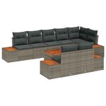 vidaXL Ensemble de canapé de jardin avec coussin 9 Pièces Gris polyrotin