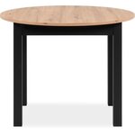 Table à manger extensible ronde - chêne artisan et noir - 100-140 x 76 x 100 cm