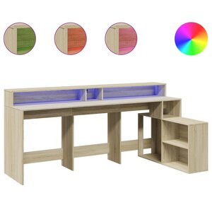 vidaXL Bureau avec lumières LED chêne sonoma bois d'ingénierie