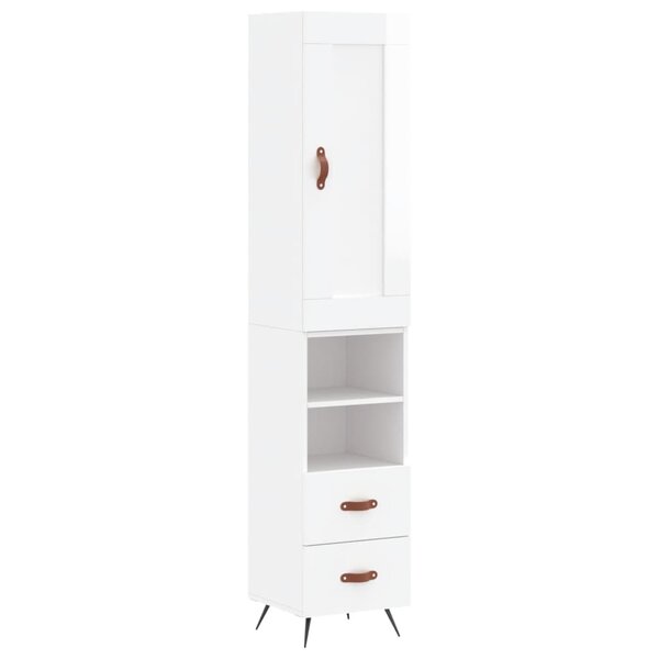 vidaXL Buffet haut Blanc brillant 34 5x34x180 cm Bois d'ingénierie