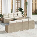 vidaXL Ensemble de canapé de jardin 7 Pièces Beige et blanc