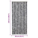 vidaXL Rideau anti-mouches gris et noir 90x220 cm chenille