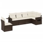 vidaXL Salon de jardin avec coussins 6 Pièces marron résine tressée