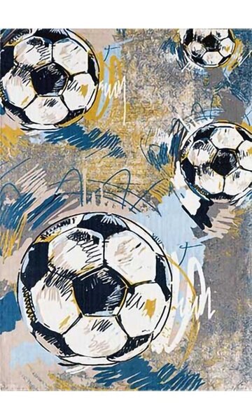 Tapis enfant FOOTBALL 120 x 160 cm - Gris