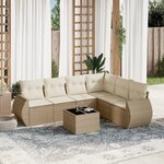 vidaXL Salon de jardin avec coussins 7 Pièces beige résine tressée