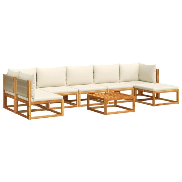 vidaXL Salon de jardin avec coussins 8 Pièces bois massif d'acacia