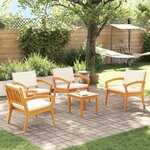 vidaXL Ensemble de Bistro 5 Pièces avec Coussins en Bois d'Acacia Massif