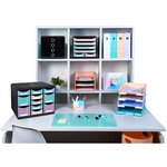 Corbeille à courrier 3 niveaux exacompta aquarel en carton vert pastel