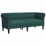 vidaXL Canapé Chesterfield 2 places vert foncé tissu