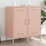 vidaXL Buffets 2 Pièces rose 36x39x79 cm acier
