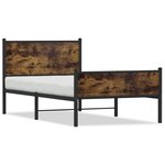 vidaXL Cadre de lit en métal sans matelas chêne fumé 107x203 cm