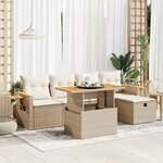 vidaXL Salon de jardin avec coussins 6 Pièces beige résine tressée