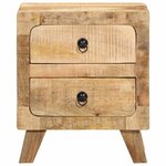 vidaXL Table de chevet 2 Pièces 40x32x46 cm bois massif de manguier brut