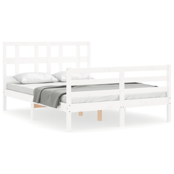 vidaXL Cadre de lit sans matelas blanc 140x190 cm bois massif