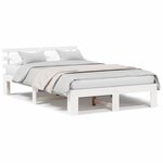 vidaXL Cadre de lit en bois de pin blanc Blanc Bois de pin massif