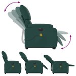 vidaXL Fauteuil inclinable de massage électrique Vert foncé Tissu