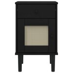 vidaXL Table de chevet SENJA aspect de rotin noir bois de pin massif