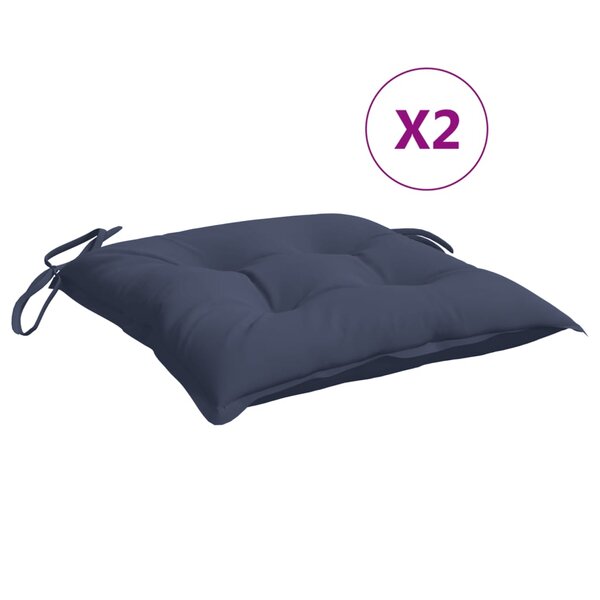 vidaXL Coussins de chaise lot de 2 bleu marine 40x40x7 cm tissu oxford