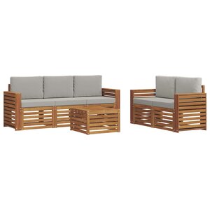 vidaXL Ensemble de canapés d'extérieur 6 pc Naturel et gris clair