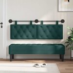 vidaXL Tête de lit suspendue Avec lumière LED Vert foncé Tissu