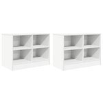 vidaXL Armoire de lit 2 Pièces Blanc 66 x 33 x 48 cm Bois d'ingénierie